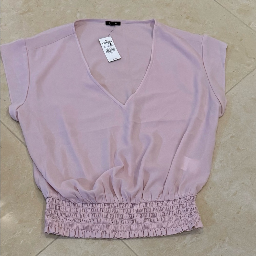 Express Pink Sleeveless V- Neck Size :S 100% Polyester Blouse . New with tags - Picture 1 of 8